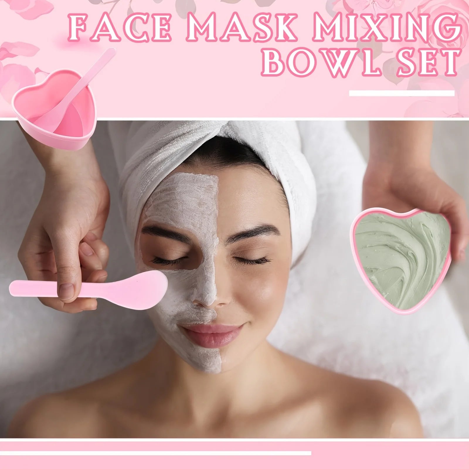 6-Piece Heart-Shaped Facial Mask Mixing Set - Pink
