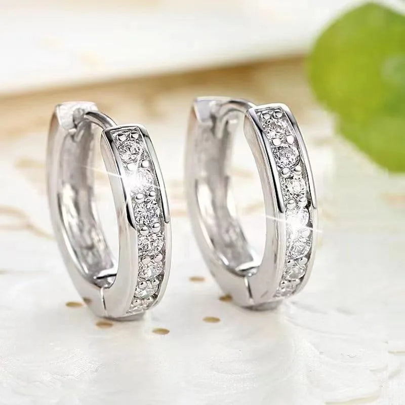 925 Sterling Silver Zircon Ball Stud Earrings — Elegant Circle Studs for Women