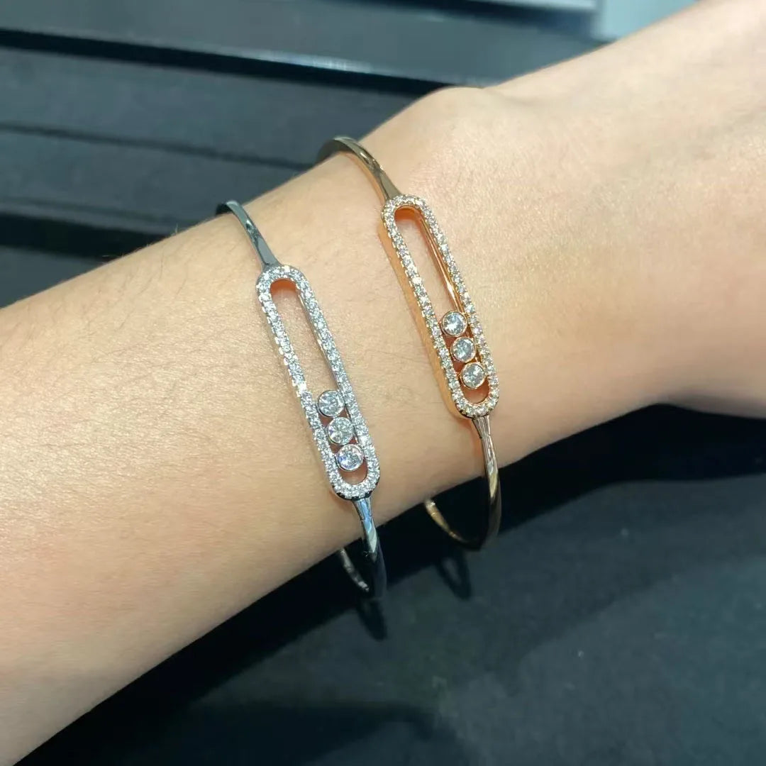 Sterling Silver Luxury Zircon Lucky Bead Bracelet – Timeless Anniversary Gift for Women