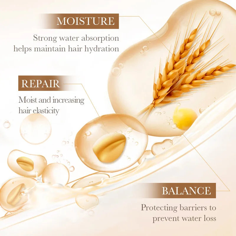 BIOAQUA Rice Milk Hair Mask 5 Seconds Soft Natural Repair Magical Prevent Dryness Split Damage Beauty Frizz Hair Care Nanasbeautyholic