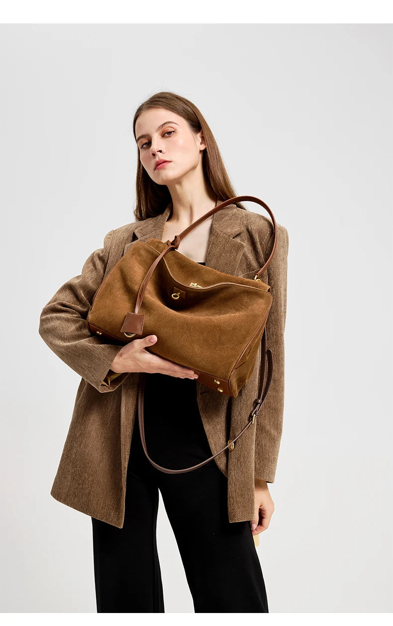 Women's Suede genuine leather Bag Shoulder Handbag Luxury Designer
