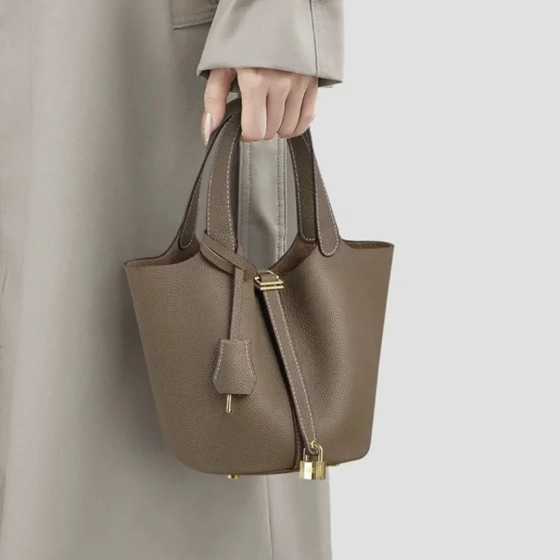 Faux Leather Bucket Bag – Chic & Versatile Women's Handbag