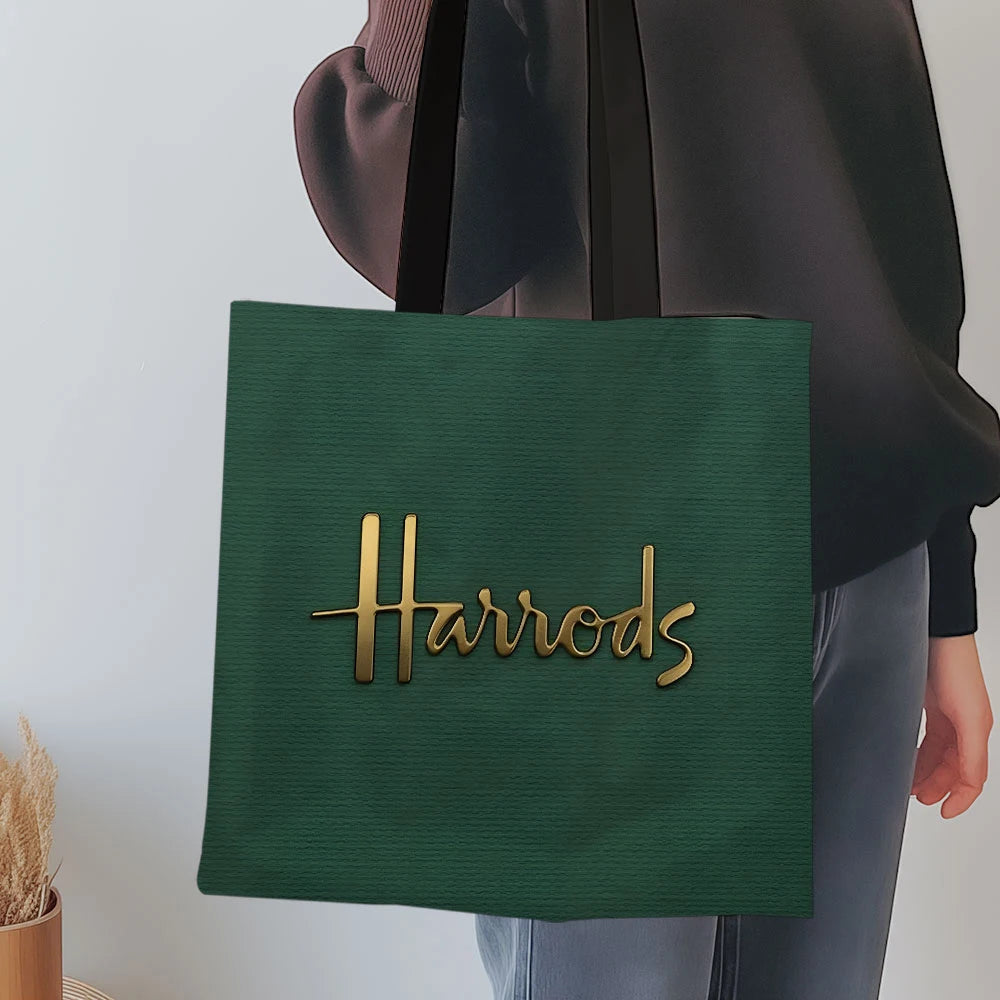 1 Pc  Harrods Tote Bag, Foldable Shopping Bag, Reusable Shopper Bag Art Print Tote Bag Nanasbeautyholic