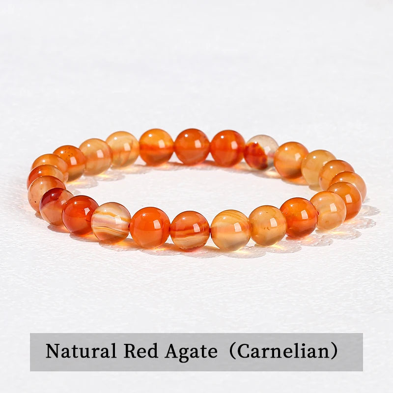 Natural Gemstone Bead Bracelet — Amethyst, Tiger Eye, Crystal, Agate & More | Reiki Healing Jewelry