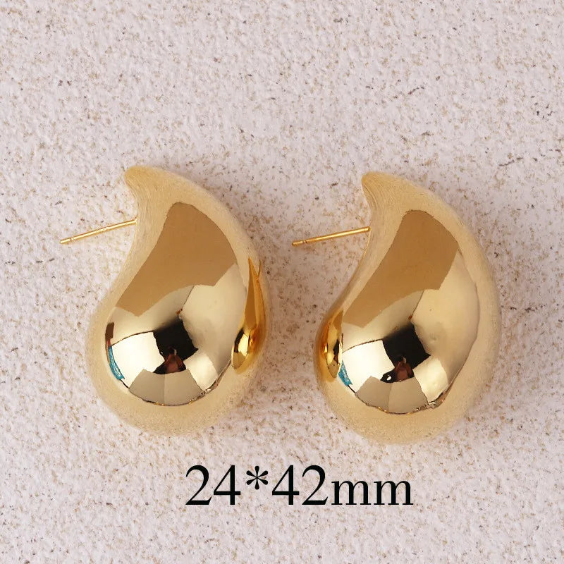 Water Drop Stud Earrings — Minimalist Gold & Silver Teardrop Studs for Women