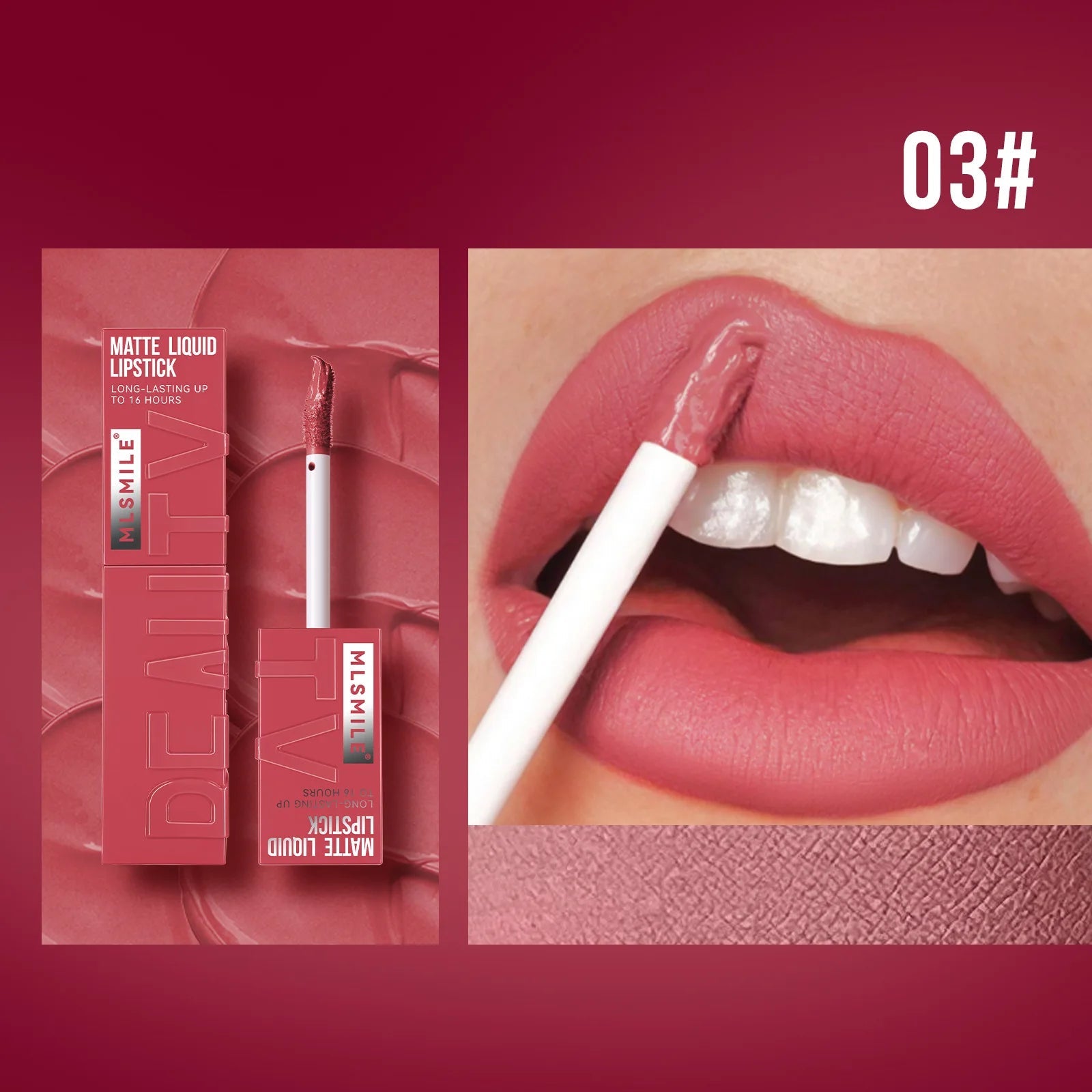 MLSMILE 6 Color Non-stick cup Velvet Satin Gloss Lip glaze Mist Liquid matte lipstick Waterproof long-lasting color liquid Nanasbeautyholic