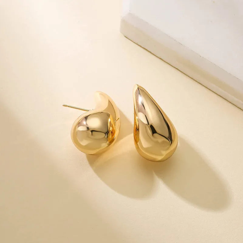 Water Drop Stud Earrings — Minimalist Gold & Silver Teardrop Studs for Women
