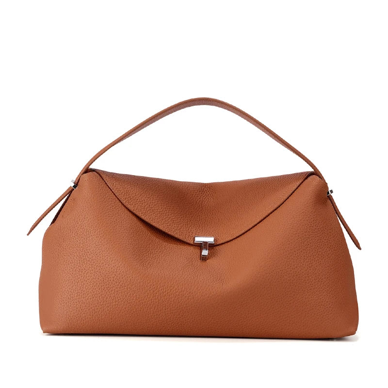 Genuine Cowhide Leather Shoulder Bag – Large Capacity Luxury Handbag for Women