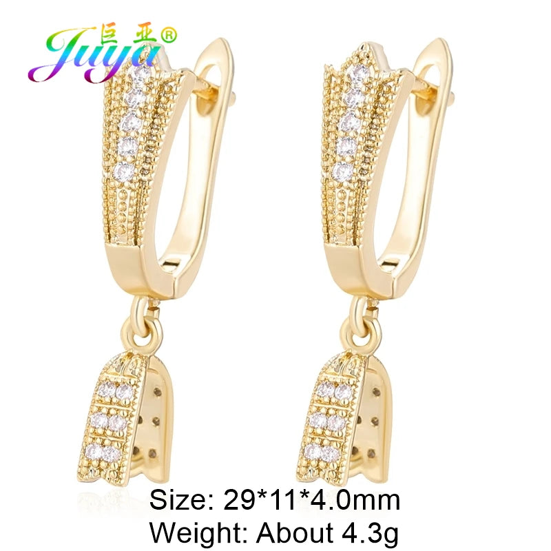 Juya 18K Gold & Silver Plated Earring Hooks – Micro Pave Zircon DIY Jewelry Findings