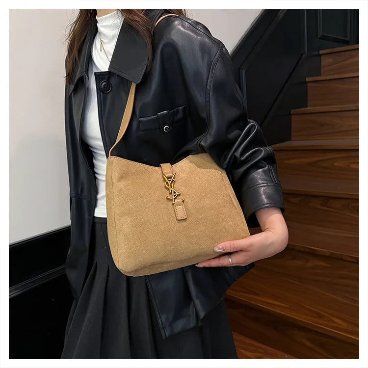 Luxe Faux Leather Bucket Bag – Large Capacity Hobo Shoulder Bag for Women