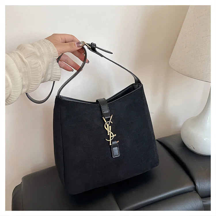 Luxe Faux Leather Bucket Bag – Large Capacity Hobo Shoulder Bag for Women