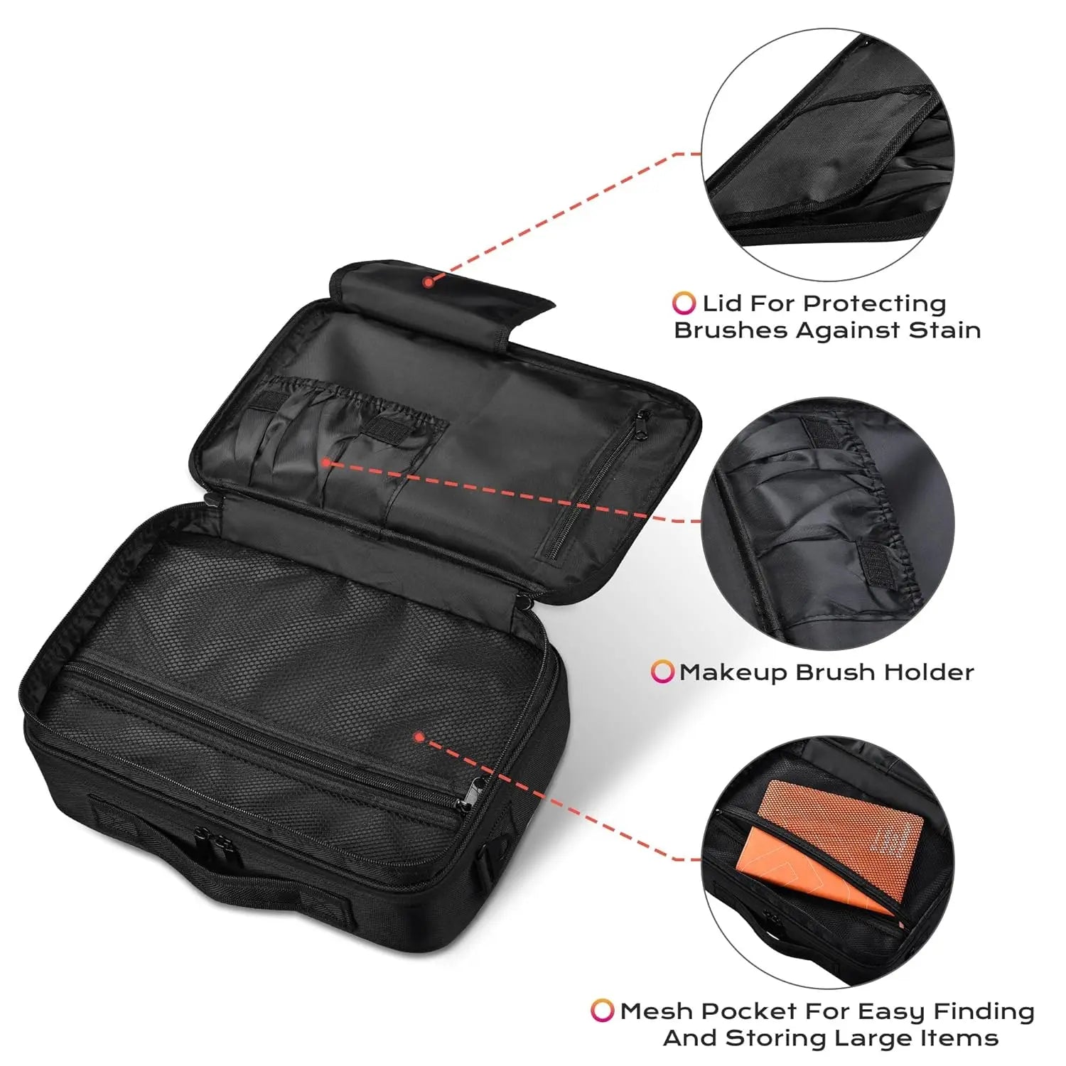 Large capacity travel makeup case, portable artist organizer with adjustable dividers and shoulder strap for toiletries jewelry Nanasbeautyholic