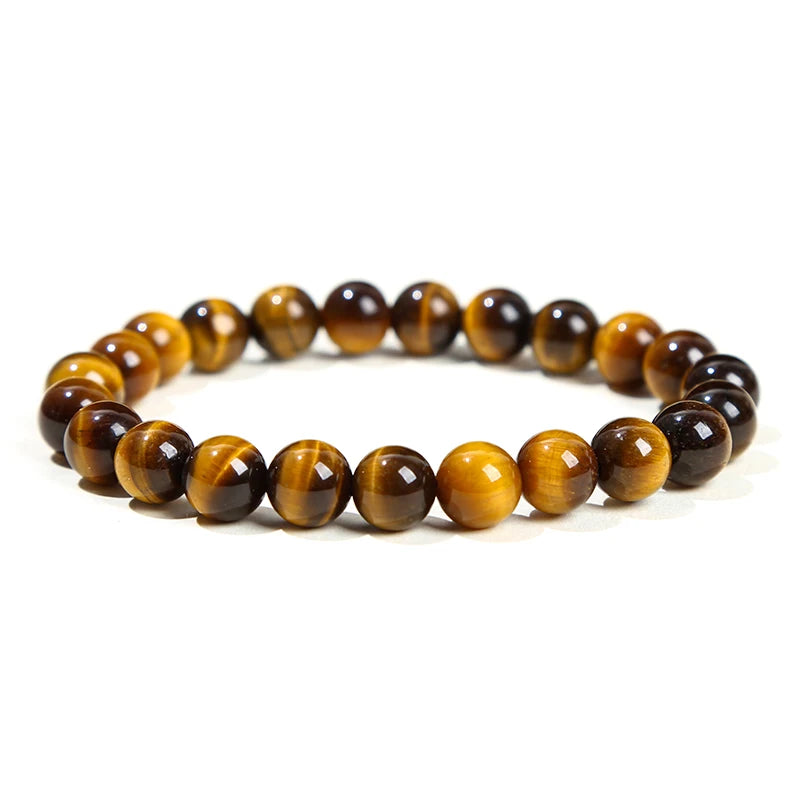 Natural Gemstone Bead Bracelet — Amethyst, Tiger Eye, Crystal, Agate & More | Reiki Healing Jewelry