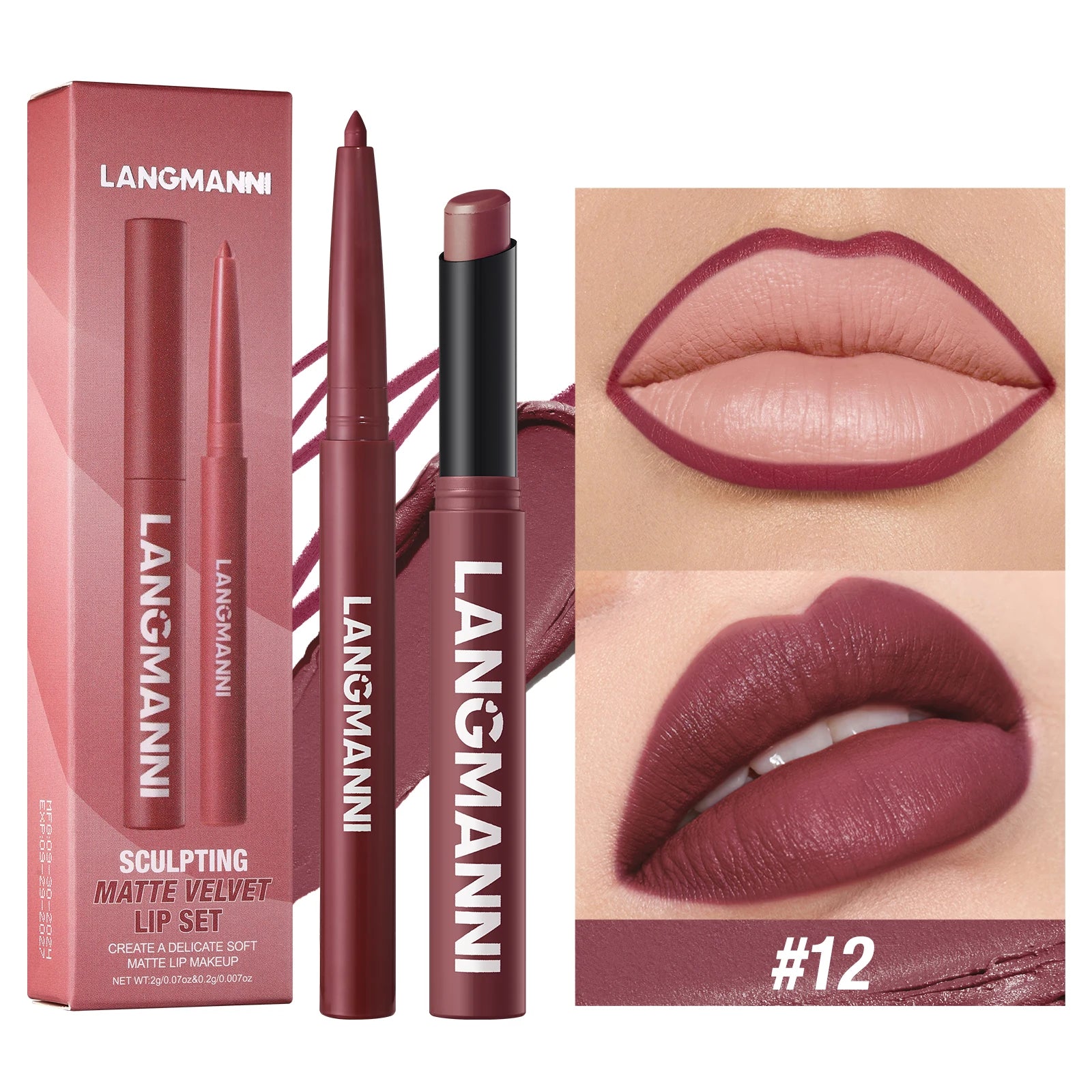 Integrated waterproof lipliner+lipstick lipstick lipstick set,no smudge,no fade,no cup,durable,easy to create a perfect makeup! Nanasbeautyholic