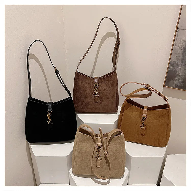 Luxe Faux Leather Bucket Bag – Large Capacity Hobo Shoulder Bag for Women