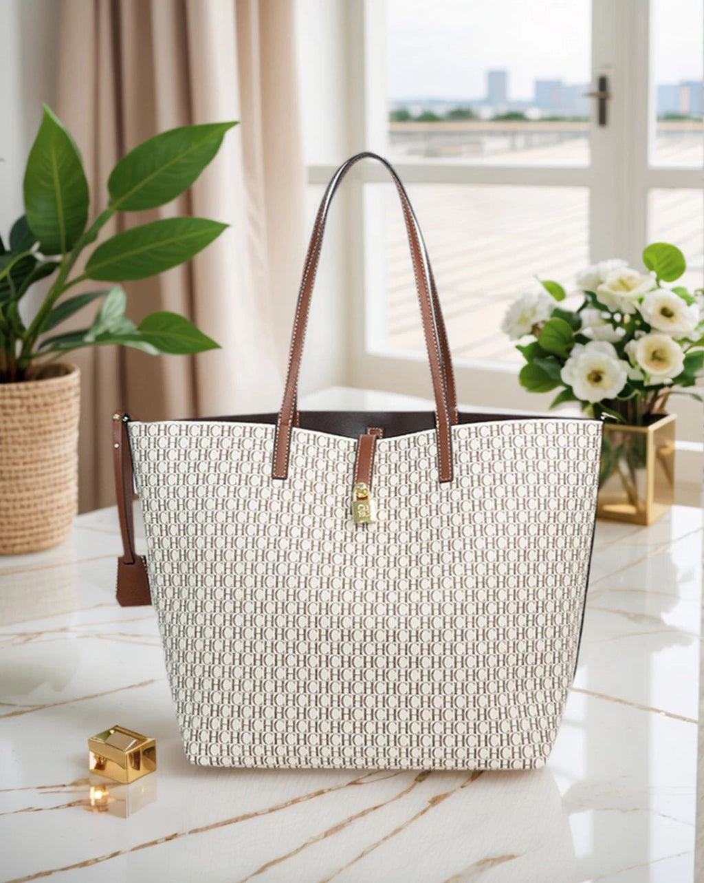 CH Elegant Light Luxury Practical With Bags Pure Color Simple Large Capacity Casual Resistant Brand Women's Bag Shoulder Bag Nanasbeautyholic