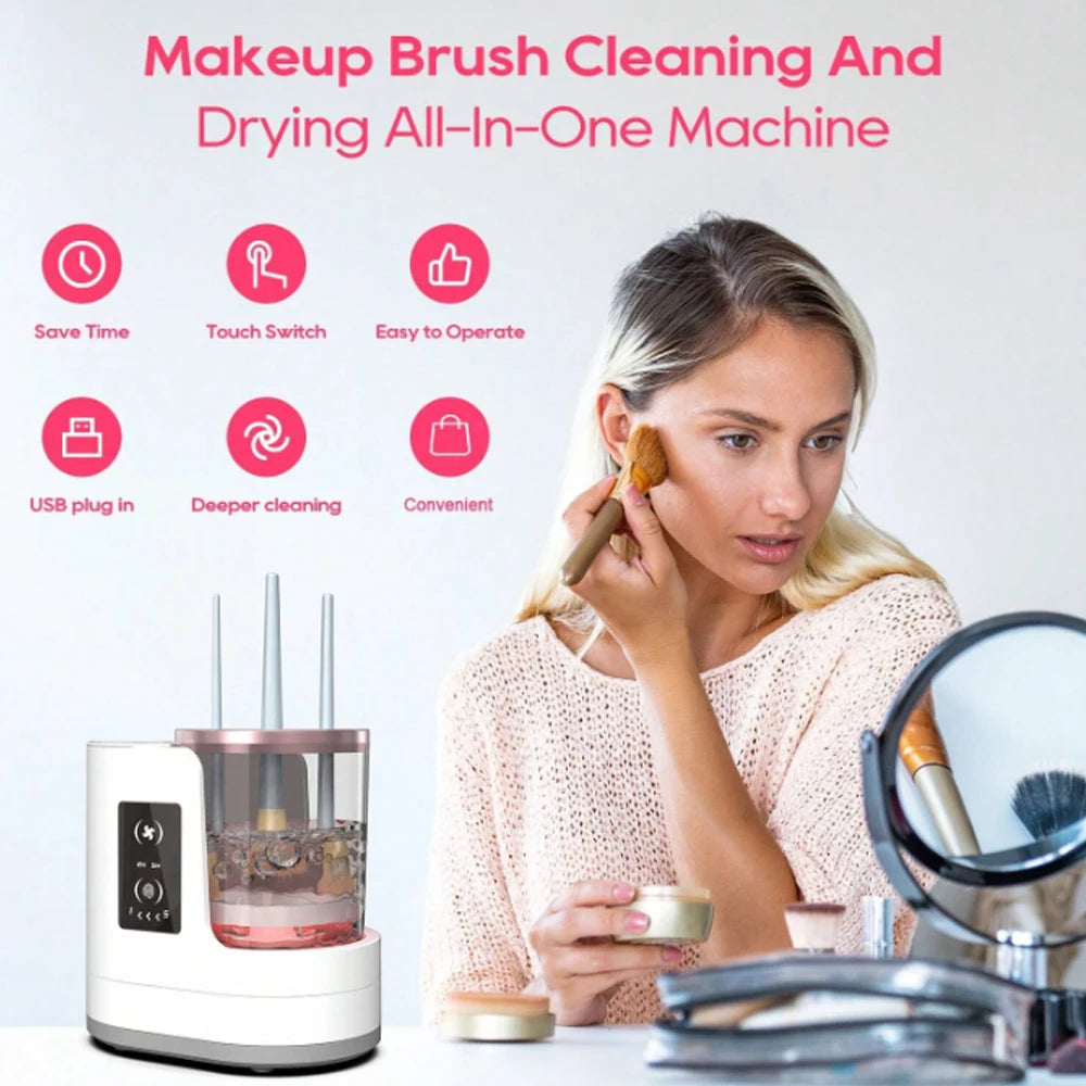 Electric makeup brush cleaner, a cleaning tool for makeup brushes and foundation.