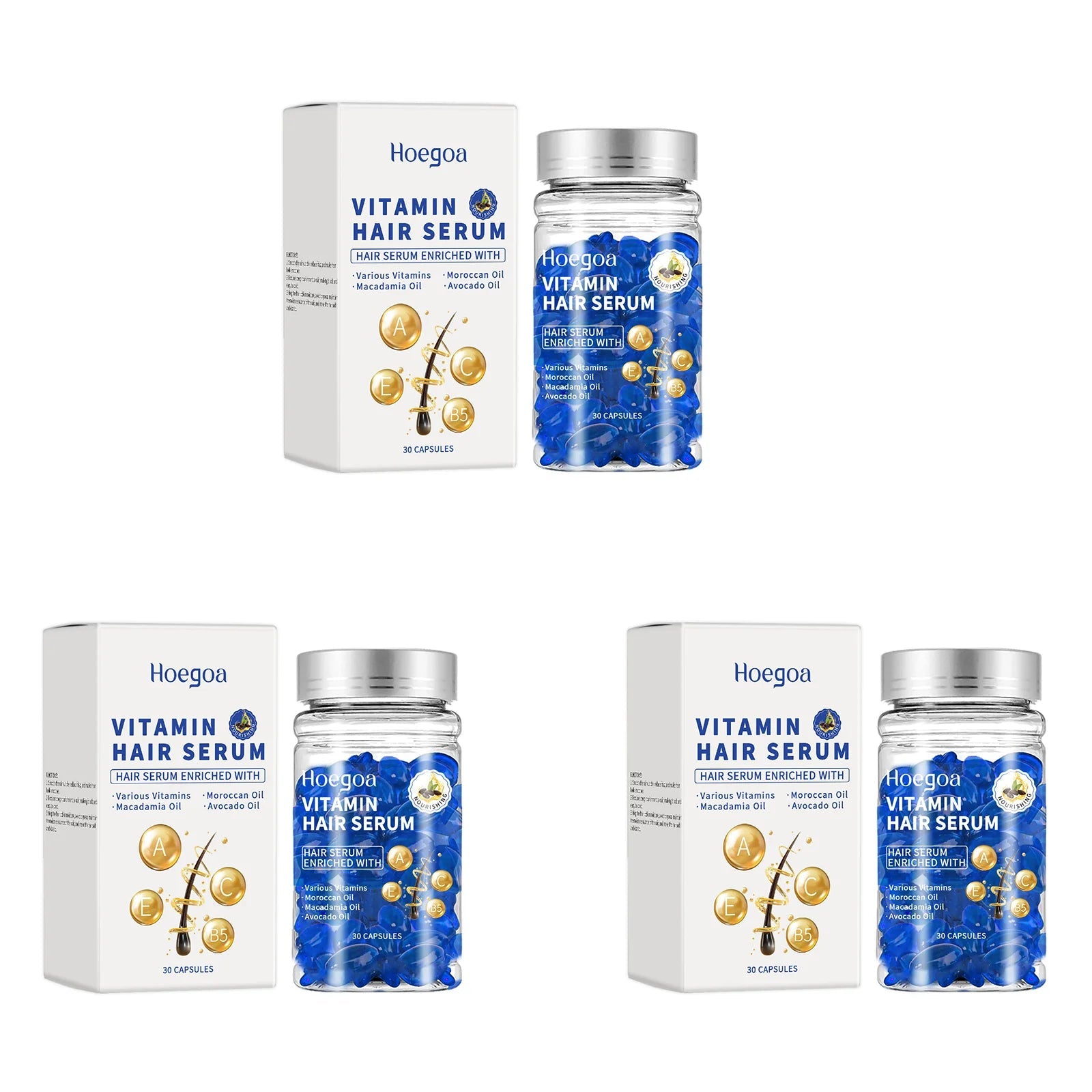 30PCS Vitamin Hair Care Capsules Moisture Serum Repair Hair Splitting Improvement Fast Restore Hair Soft Smooth Scalp Hair Care Nanasbeautyholic