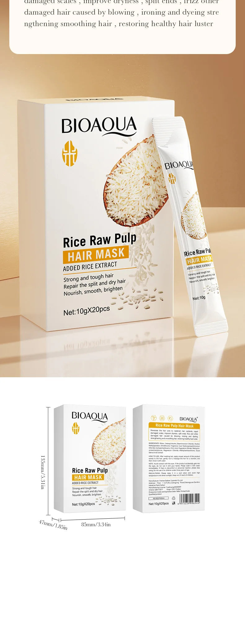 BIOAQUA Rice Milk Hair Mask 5 Seconds Soft Natural Repair Magical Prevent Dryness Split Damage Beauty Frizz Hair Care Nanasbeautyholic