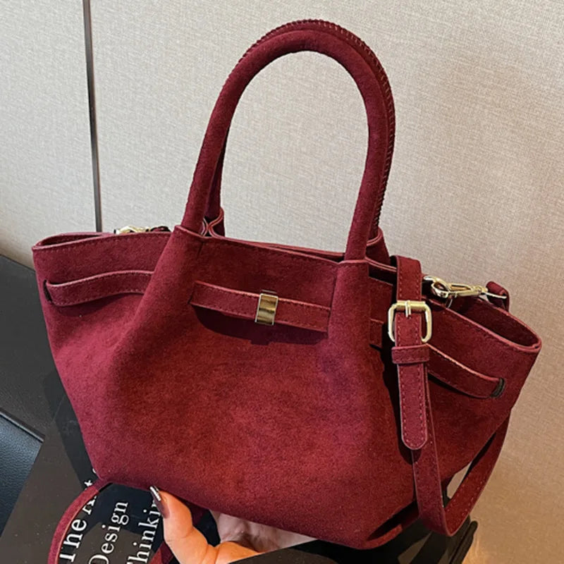 Matte Leather Suede Tote Handbags for Women