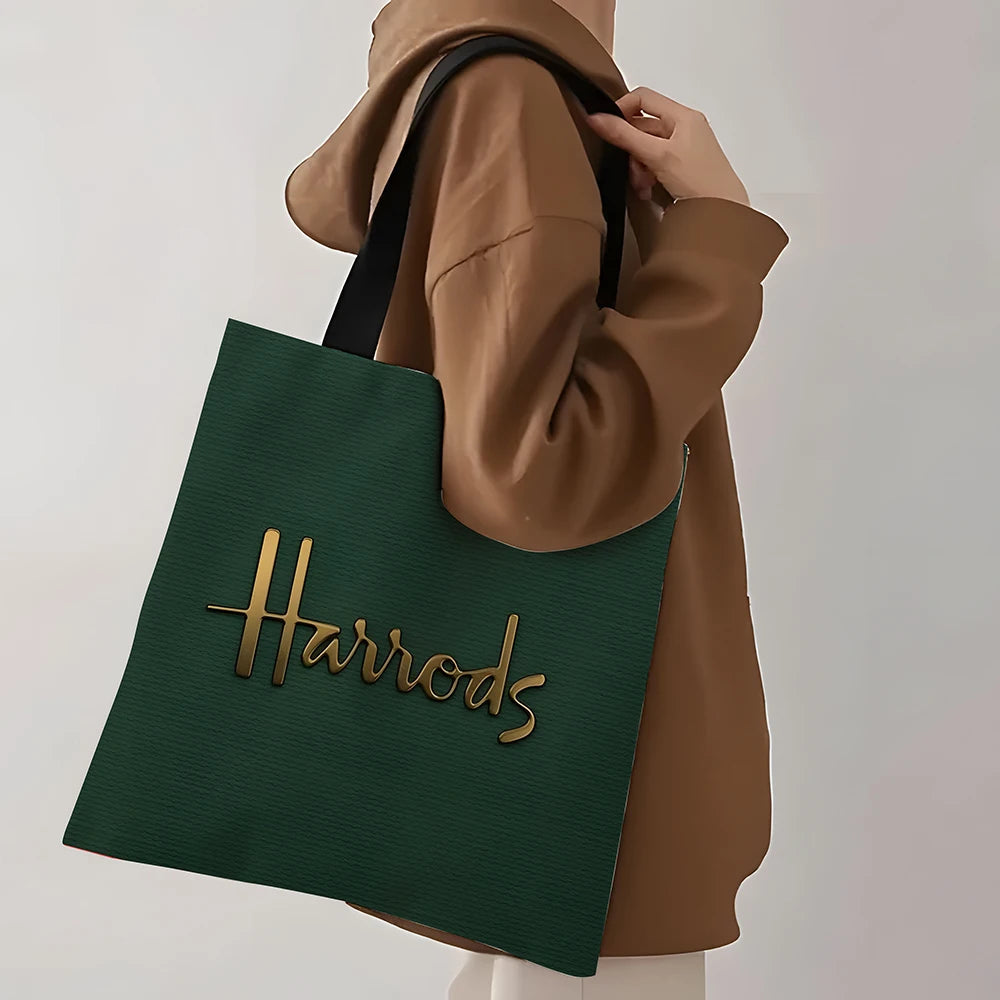 1 Pc  Harrods Tote Bag, Foldable Shopping Bag, Reusable Shopper Bag Art Print Tote Bag Nanasbeautyholic