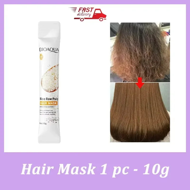 Rice Magical Keratin Hair Mask 5 Seconds Repair Damaged Frizzy Hairs Soft Smooth Shiny Moisturizing Nourish Hair Root Care Nanasbeautyholic