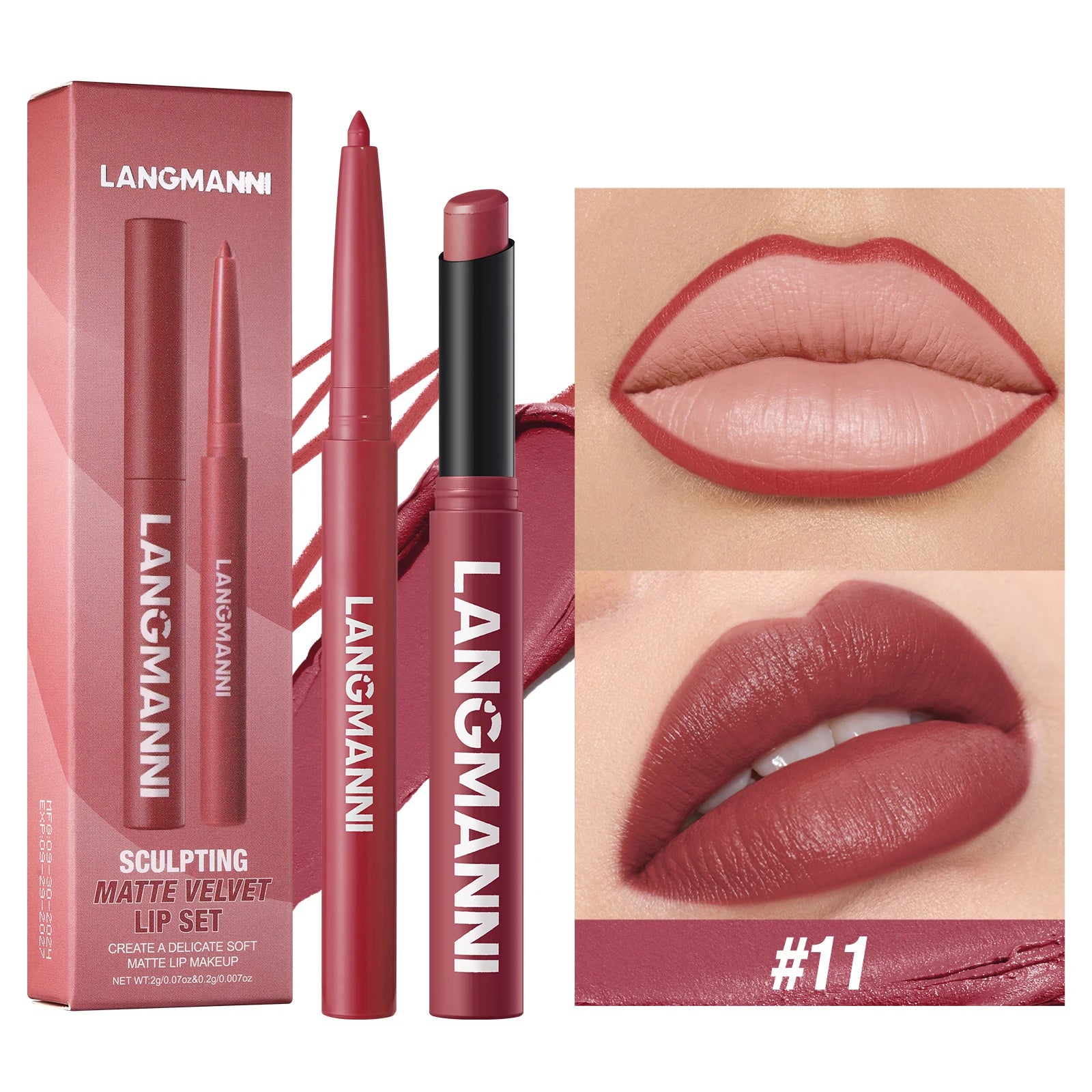 Integrated waterproof lipliner+lipstick lipstick lipstick set,no smudge,no fade,no cup,durable,easy to create a perfect makeup! Nanasbeautyholic