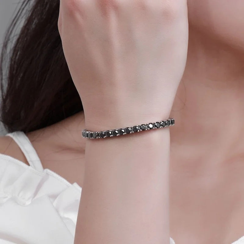 925 Sterling Silver Zircon Bangle — 18K Gold Plated, 5A Grade Sparkling Bracelet