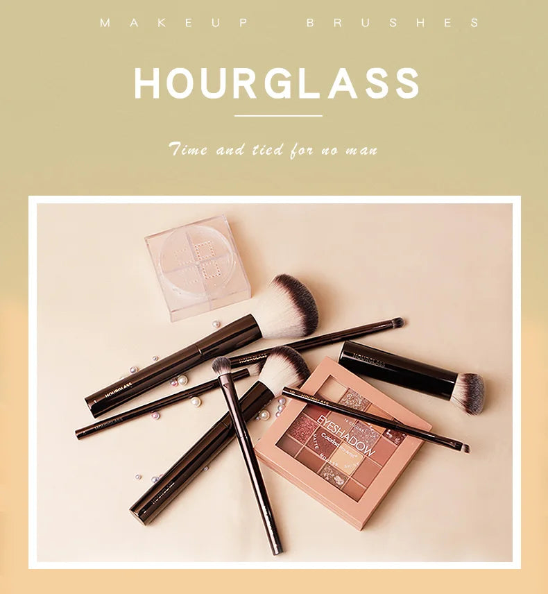 Hourglass Makeup Brush Set & Kit Include Powder Foundation Concealer Lip Blusher Bronzer Eyeshadow Eyeliner Highlight Brush Nanasbeautyholic