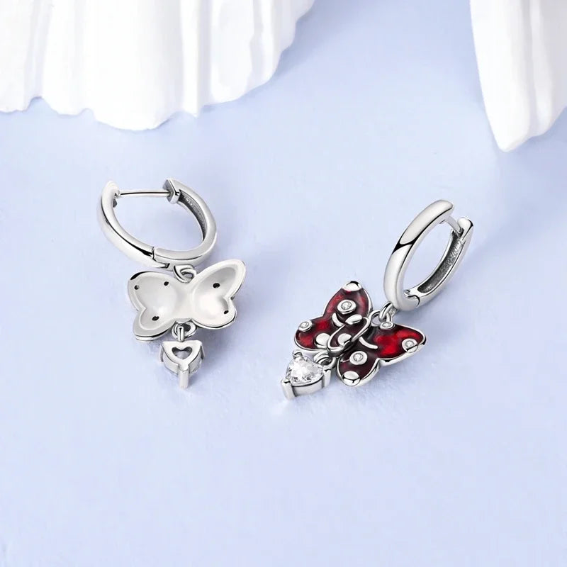925 Sterling Silver Zircon Charm Bead Earrings | Butterfly & Ballet Girl | GDTC Certified | Fine Jewelry Gift