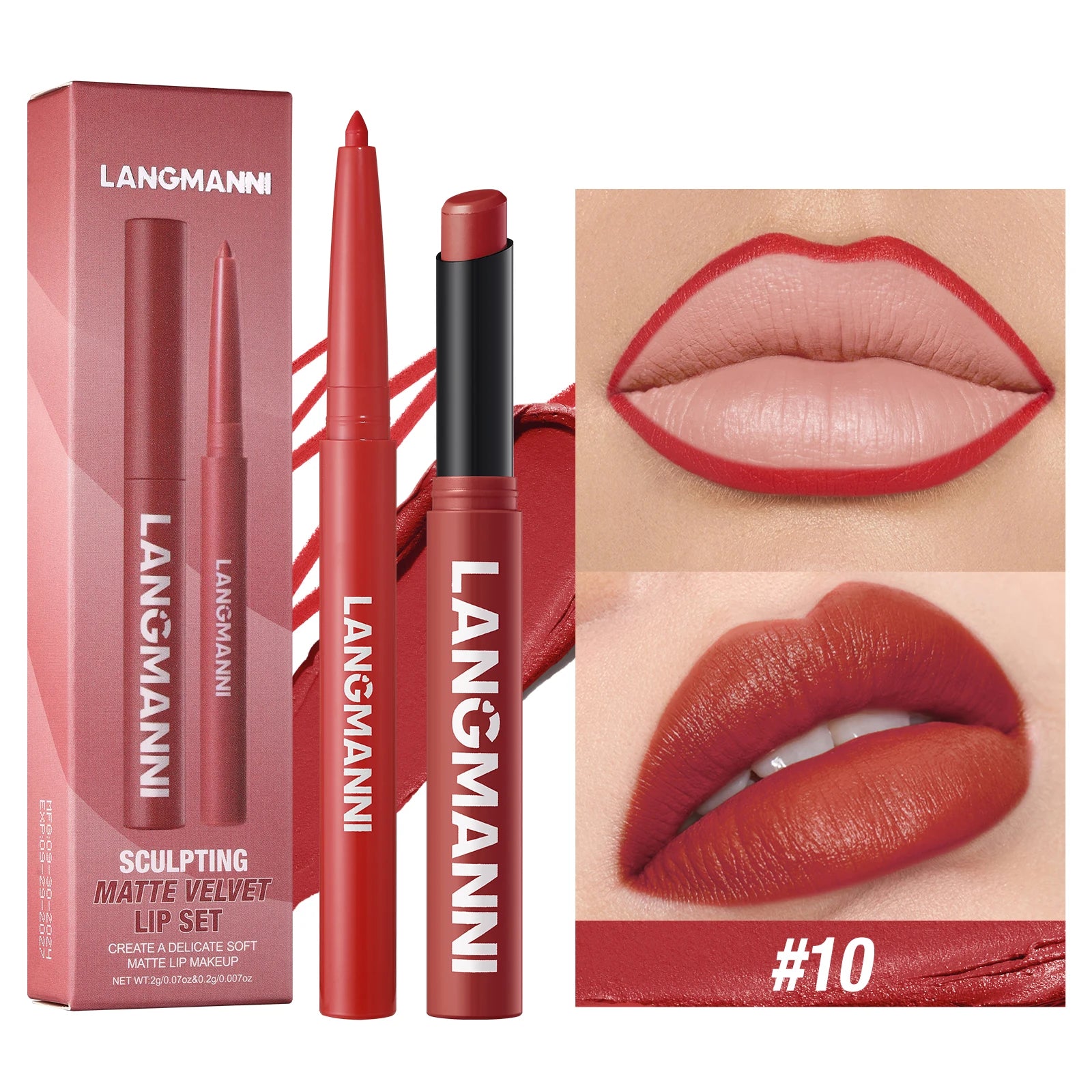 Integrated waterproof lipliner+lipstick lipstick lipstick set,no smudge,no fade,no cup,durable,easy to create a perfect makeup! Nanasbeautyholic