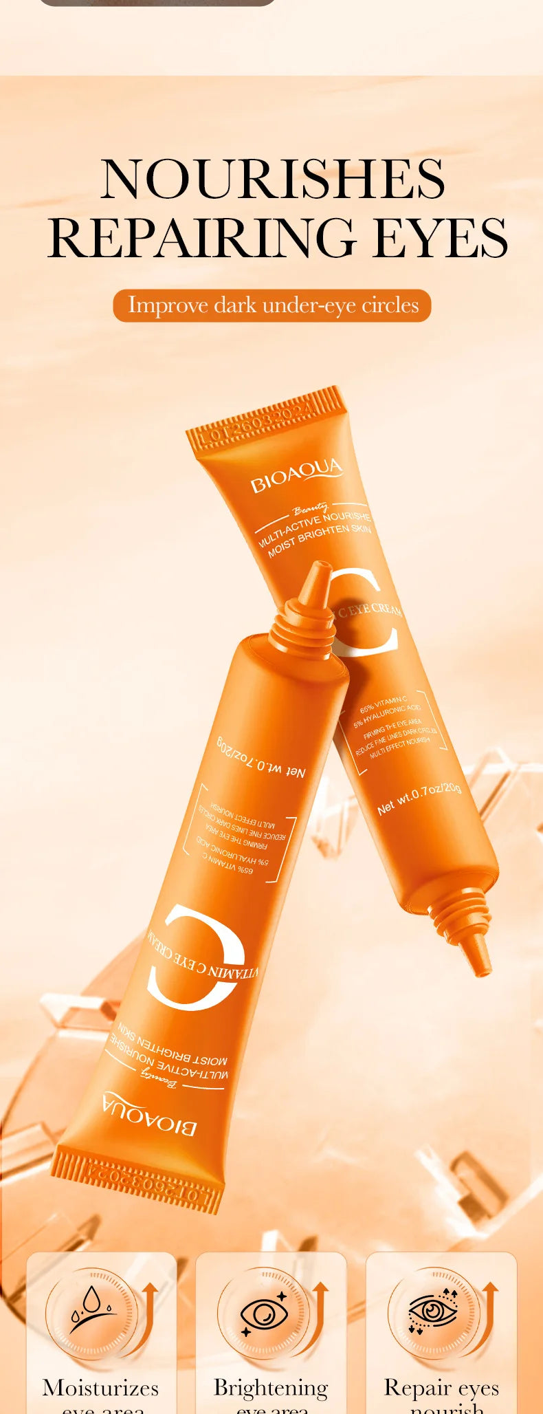 BIOAQUA Vitamin C Skin Care Kit Moisturizing Face Serum Anti-Aging Anti Dark Circles Eye Cream Facial Eyes Travel Size Skin Care Nanasbeautyholic