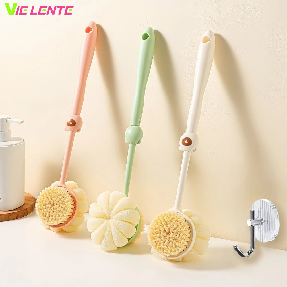 Bath Brush Back Body Bath Shower Sponge Scrubber Brushes With Handle Exfoliating Scrub Skin Massager Exfoliation Bathroom Brush Nanasbeautyholic
