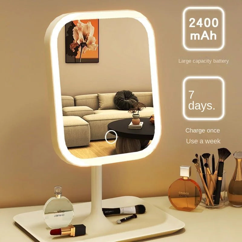 Niche Modern Desktop Vanity Mirror 3 Color Light LED , touching mirror