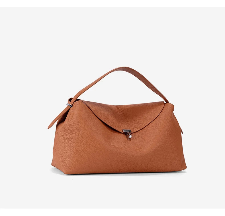 Genuine Cowhide Leather Shoulder Bag – Large Capacity Luxury Handbag for Women