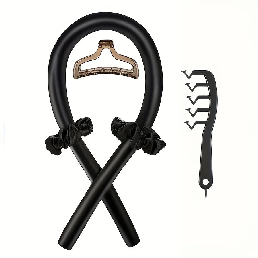 5pcs Styling Set 4-in-1 Heatless Curling Set Hair Stick Headbands Clips Wide Toothed Hair Comb for DIY Styling Nanasbeautyholic