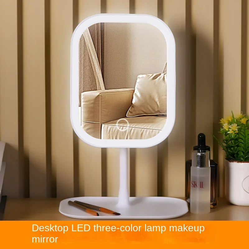 Niche Modern Desktop Vanity Mirror 3 Color Light LED , touching mirror