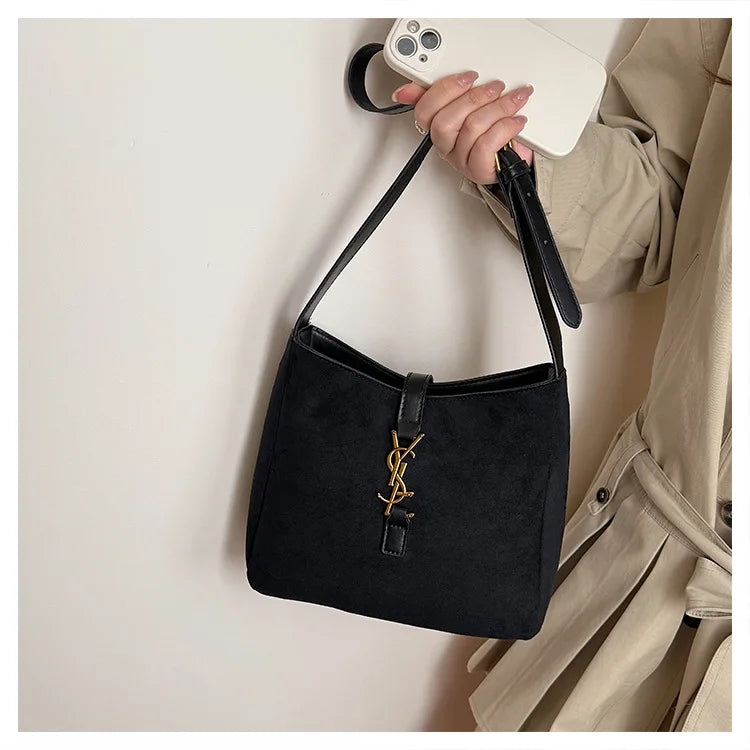 Luxe Faux Leather Bucket Bag – Large Capacity Hobo Shoulder Bag for Women