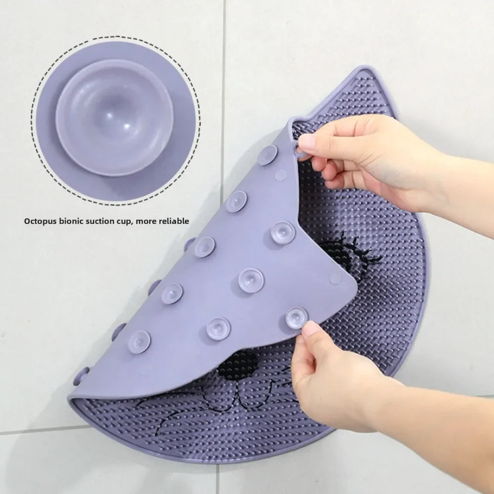 1pc Exfoliating Shower Massage Brush Silicone Back Massager Foot Scrubber Bathroom Non-slip Bath Mat Body Cleaning Bathing Tools Nanasbeautyholic