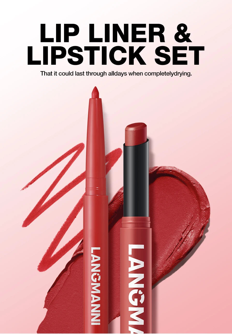 Integrated waterproof lipliner+lipstick lipstick lipstick set,no smudge,no fade,no cup,durable,easy to create a perfect makeup! Nanasbeautyholic