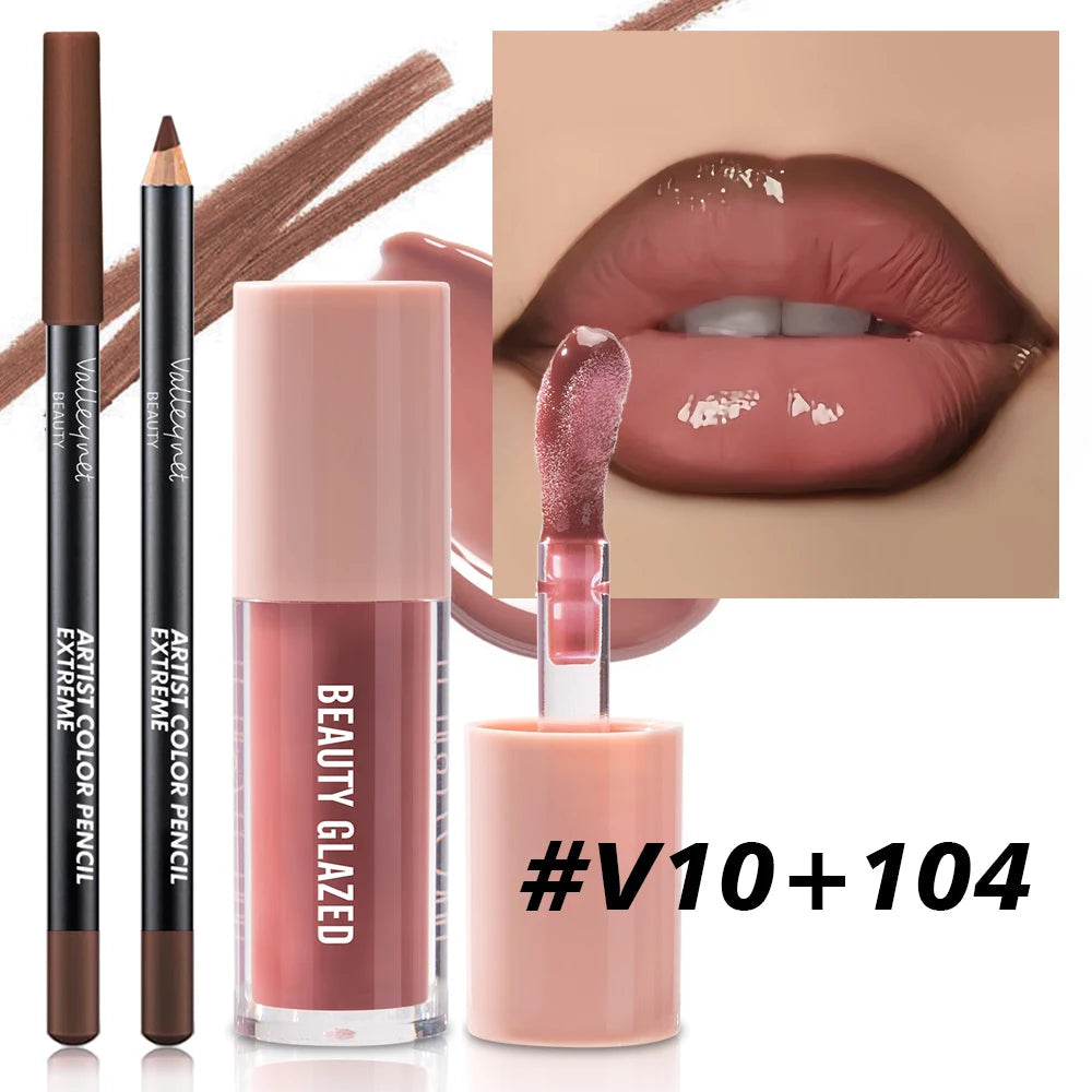 2pcs/Set Velvet Texture Lip Makeup,Matte Effect, Red, Brown Colors, Create a Moisturizing and Natural Lip Makeup Nanasbeautyholic