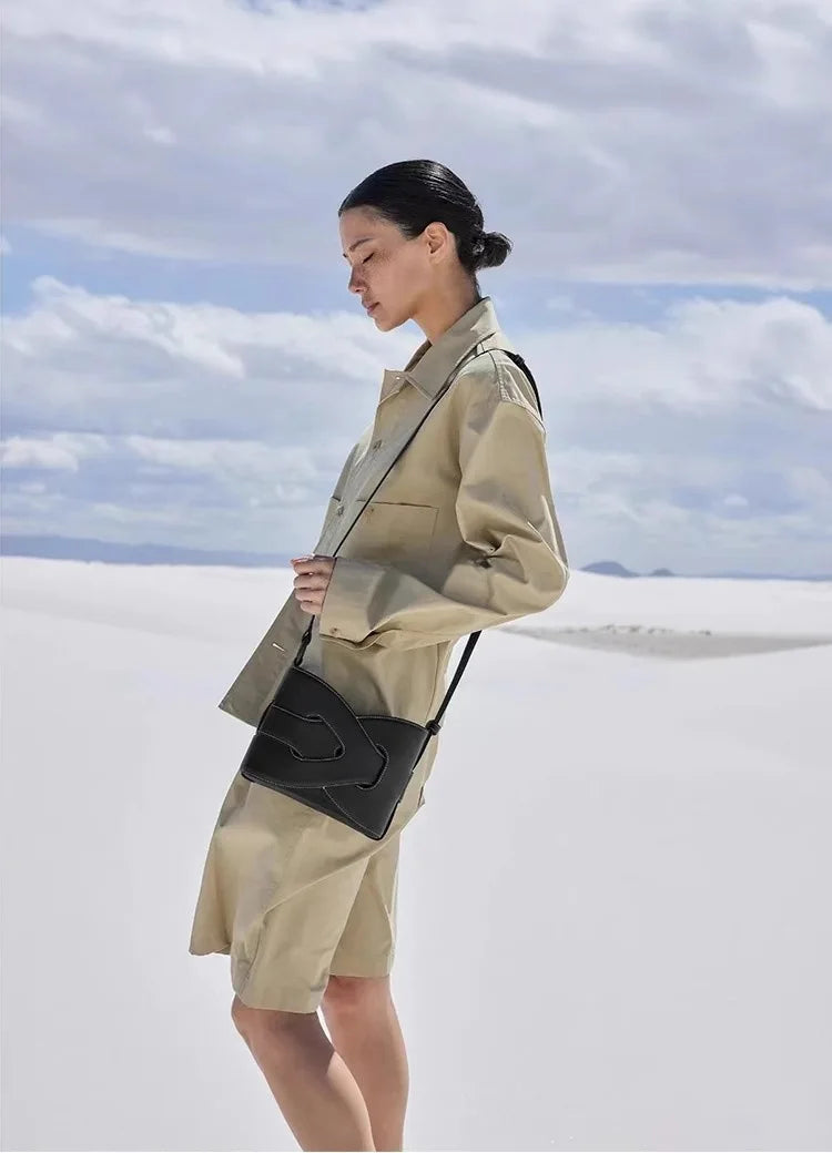 Genuine Leather Bucket Shoulder Bag for Women – Large Capacity Underarm Bag