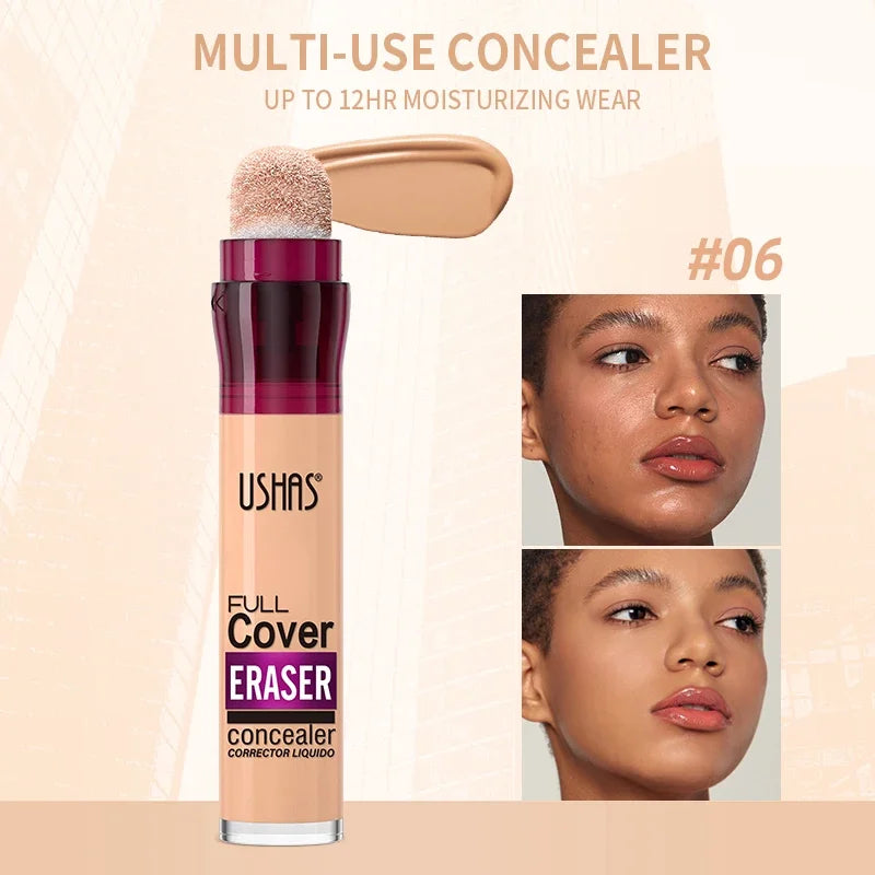 USHAS Sponge Tip Concealer – Full Coverage for Dark Circles, Freckles & Acne | 12 Shades