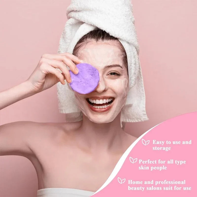 Compress Face Wash Puff with Storage Box Facial Cleansing Sponge for Makeup Remover Round Face Wash Sponge Skincare Beauty Tool Nanasbeautyholic