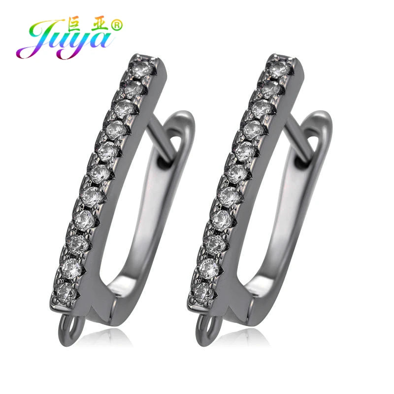Juya 18K Gold & Silver Plated Earring Hooks – Micro Pave Zircon DIY Jewelry Findings