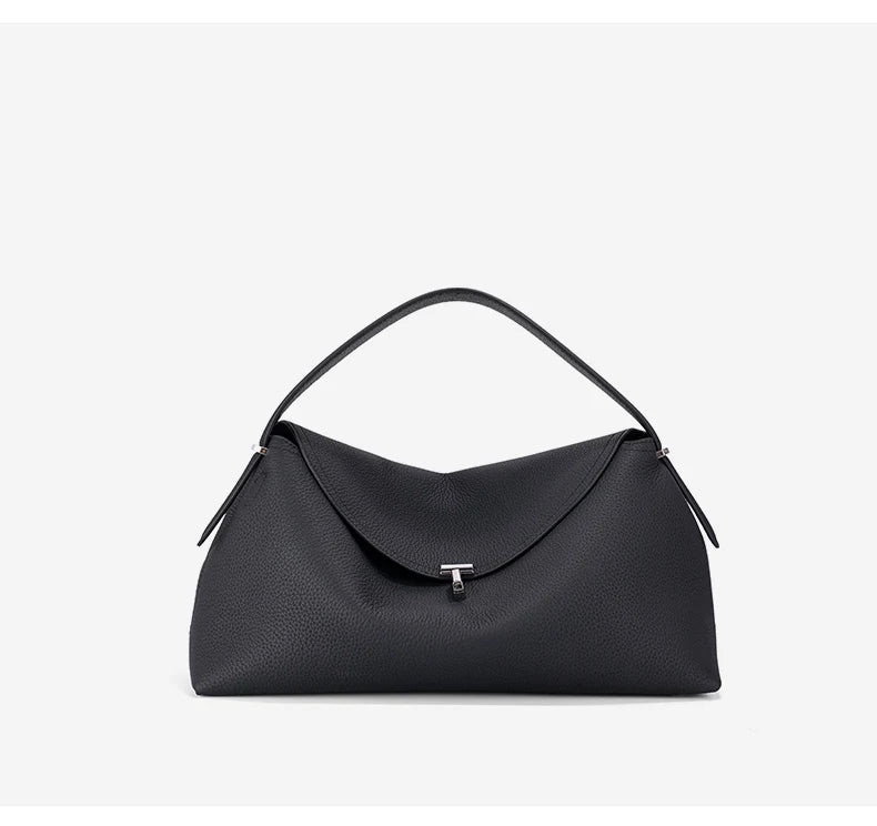 Genuine Cowhide Leather Shoulder Bag – Large Capacity Luxury Handbag for Women