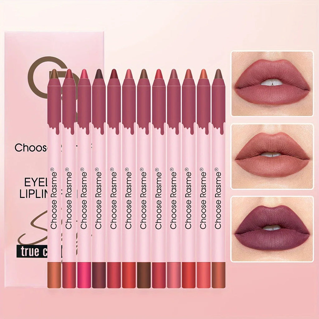 12 Colors/box Matte Lip Liner Pencil Set Waterproof Long Lasting Nude Red Lip Contour Pencil Sexy Rose Pink Lipstick Tint Makeup Nanasbeautyholic