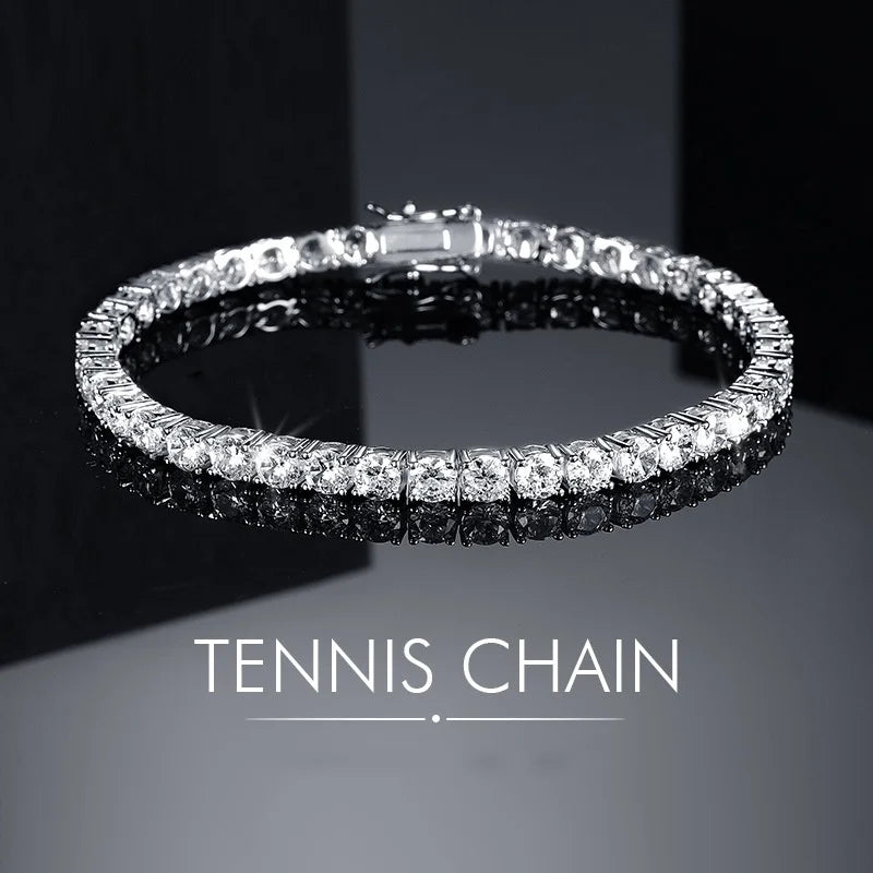 925 Sterling Silver Tennis Bracelet | 18K Gold Plated Zircon | Unisex Luxury Jewelry