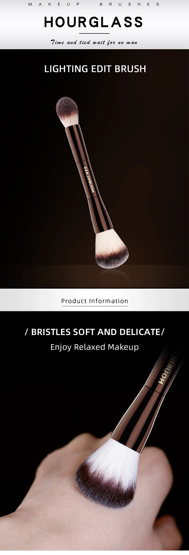 Hourglass Makeup Brush- No.17 Lighting Edit Brush Soft Fiber Hair Double Head Highlight Fashion Design Single Face Brush Nanasbeautyholic