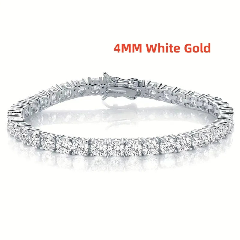 925 Sterling Silver Zircon Bangle — 18K Gold Plated, 5A Grade Sparkling Bracelet